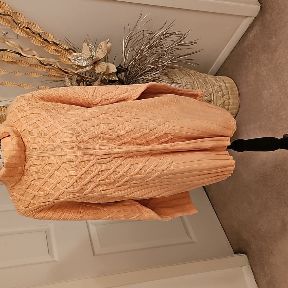 PEACH COLOR LONG TUNIC SWEATER